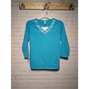 Ashley blue 3/4 sleeved Top size medium